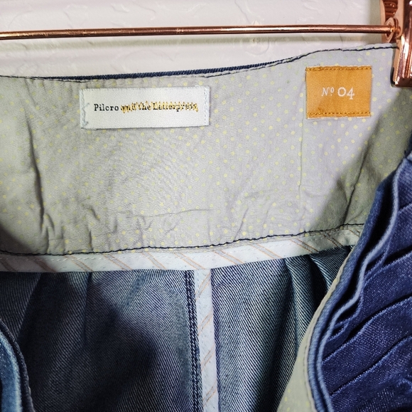 Pilcro And The Letterpress Anthropologie Pleated Denim Button Down Skirt Size 4 - Picture 5 of 6